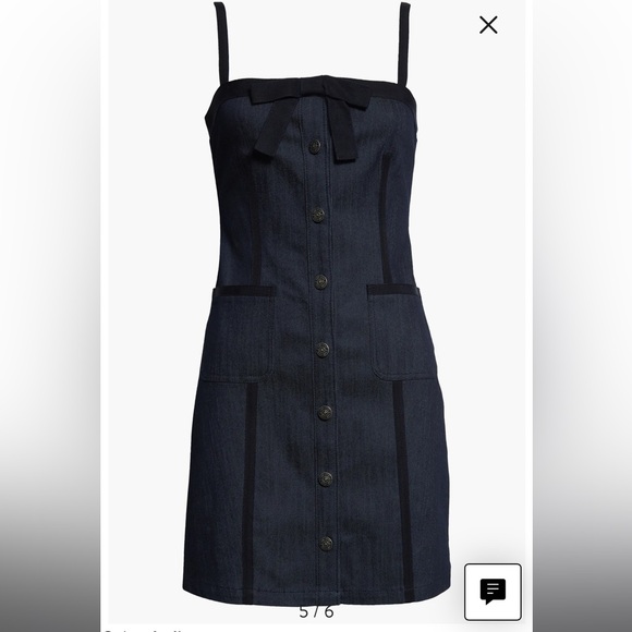 Cinq à Sept Xia Bow Detail Denim Dress. - Picture 1 of 5